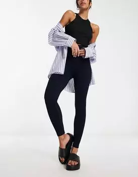 Черные бесшовные леггинсы в рубчик со скульптурным рисунком ASOS DESIGN