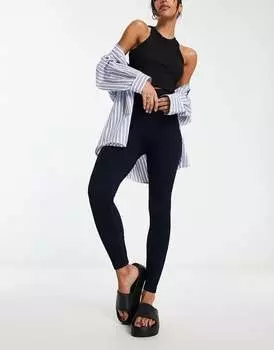 Черные бесшовные леггинсы в рубчик со скульптурным рисунком ASOS DESIGN