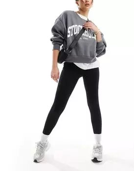 Черные бесшовные леггинсы в рубчик со скульптурным рисунком ASOS DESIGN