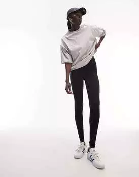 Черные бесшовные леггинсы в рубчик Topshop Topshop Tall