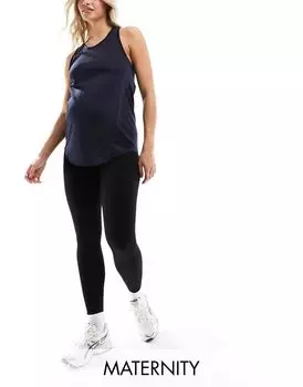Черные бесшовные спортивные леггинсы в рубчик ASOS Maternity Icon