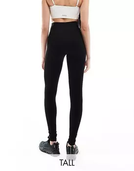 Черные бесшовные спортивные леггинсы в рубчик ASOS 4505 Tall – Icon