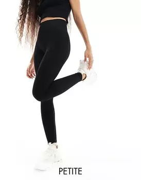 Черные бесшовные спортивные леггинсы в рубчик ASOS 4505 Petite – Icon