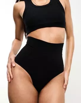 Черные бесшовные стринги с завышенной талией Vero Moda