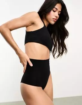 Черные бесшовные трусы с завышенной талией Vero Moda