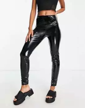Черные блестящие леггинсы AllSaints Cora