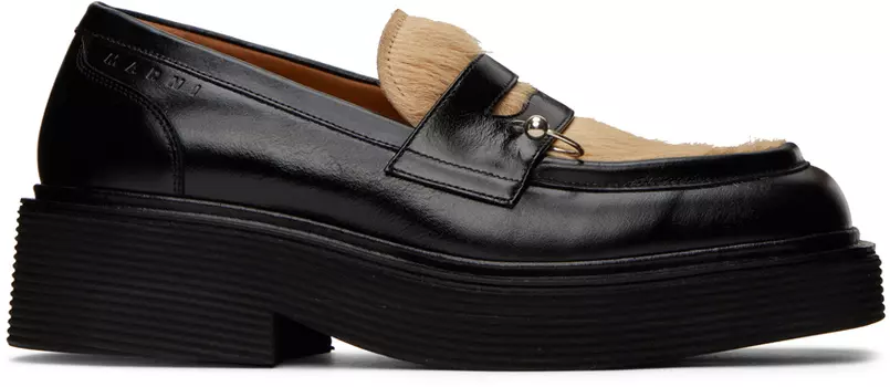 Черные блестящие лоферы Marni
