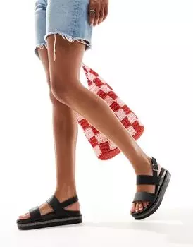 Черные блестящие массивные сандалии Yours