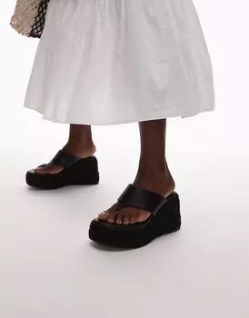 Черные босоножки-эспадрильи на танкетке Topshop Heidi