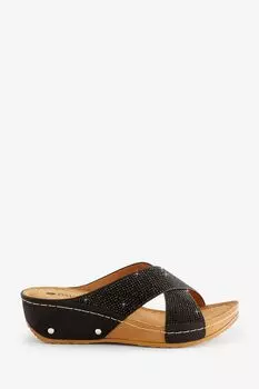 Черные босоножки-мюли на высоком каблуке Pavers, черный