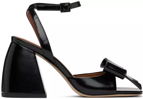 Черные босоножки на каблуке с бантом Shushu/Tong