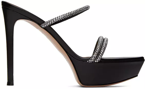 Черные босоножки на каблуке с камуфляжным принтом Gianvito Rossi