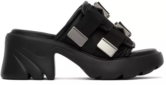 Черные босоножки на каблуке с яркими вставками Bottega Veneta