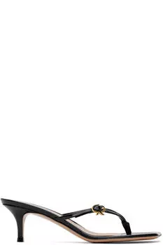Черные босоножки на каблуке с ремешками и лентой Gianvito Rossi