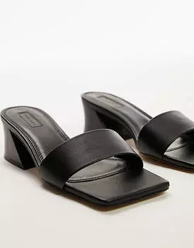 Черные босоножки на каблуке с угловатой формой Topshop Andy