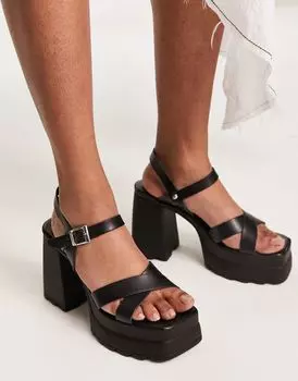 Черные босоножки на массивном каблуке на платформе ASOS DESIGN Nelson