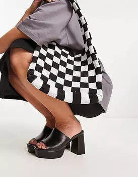 Черные босоножки на платформе на среднем каблуке ASOS DESIGN Wide Fit Harmonize