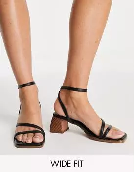 Черные босоножки на среднем каблуке с широкой посадкой ASOS DESIGN Hampton