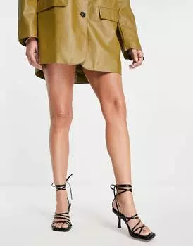 Черные босоножки на среднем каблуке с завязками и ремешками ASOS DESIGN Hiccup
