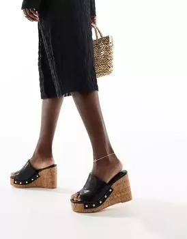 Черные босоножки на танкетке с шипами London Rebel