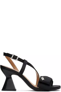 Черные босоножки на высоком каблуке с большим бантом GANNI