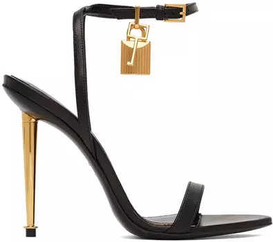Черные босоножки открытого типа с заостренным замком TOM FORD
