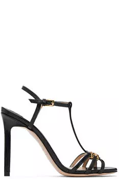 Черные босоножки с каблуком из тисненой ящерицы TOM FORD