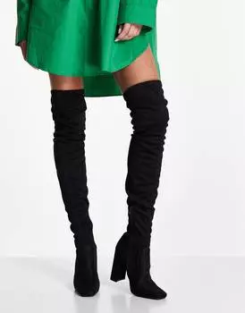 Черные ботфорты на блочном каблуке ASOS DESIGN Kenni