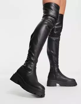 Черные ботфорты на массивной плоской подошве ASOS DESIGN Kieran