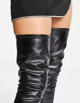 Черные ботфорты на платформе и каблуке ASOS DESIGN Kasia