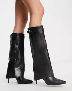 Черные ботфорты на высоком каблуке ASOS DESIGN