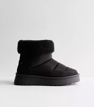 Черные ботильоны на флисовой подкладке New Look, черный