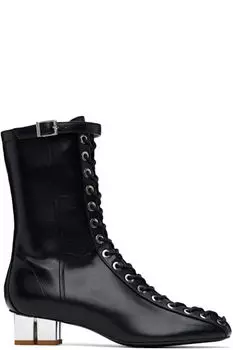 Черные ботильоны Oleatex со шнуровкой и люверсами GANNI