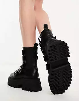 Черные ботильоны с массивной пряжкой Steve Madden Out-Reach