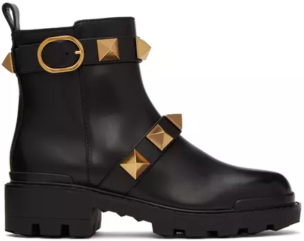 Черные ботильоны с римскими заклепками Valentino Garavani