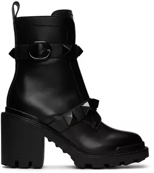 Черные ботильоны с римскими заклепками Valentino Garavani