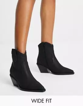 Черные ботильоны в стиле вестерн ASOS Wide Fit Rocket