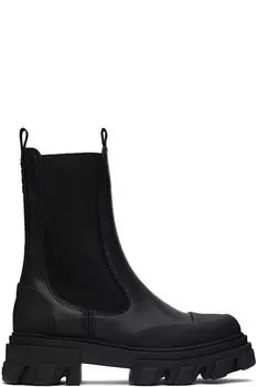 Черные ботинки Chelsea с рифленой подошвой GANNI
