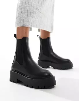 Черные ботинки челси ASOS DESIGN Wide Fit – Amy– на толстой подошве, широкий крой