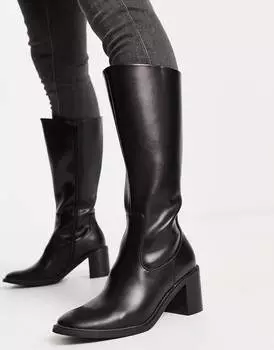 Черные ботинки челси из искусственной кожи на каблуке ASOS DESIGN