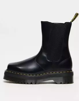 Черные ботинки челси из полированной гладкой кожи на четырех подошве Dr Martens 2976