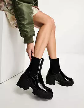 Черные ботинки челси на массивном каблуке средней высоты ASOS DESIGN Reality