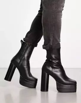 Черные ботинки челси на платформе из искусственной кожи ASOS