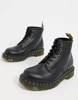 Черные ботинки Dr Martens 101 Vegan с системой шнуровки с 6 отверстиями