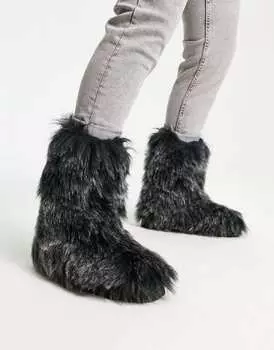 Черные ботинки из искусственного меха ASOS DESIGN