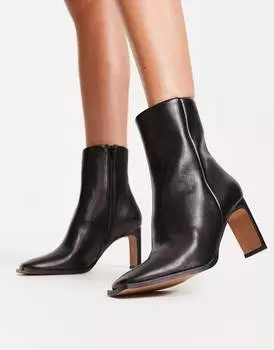 Черные ботинки на каблуке с укороченным каблуком ASOS DESIGN Remmy