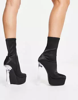 Черные ботинки на платформе с прозрачным каблуком ASOS DESIGN Evidence