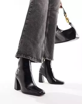 Черные ботинки на расклешенном каблуке ASOS DESIGN Wide Fit Everest