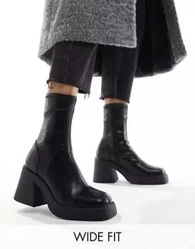 Черные ботинки на среднем каблуке ASOS DESIGN Wide Fit Radiate