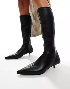 Черные ботинки-носки до колена на низком каблуке ASOS DESIGN Определенный Extreme